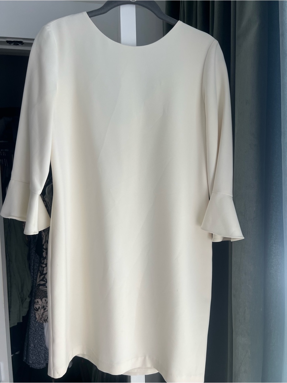 Women's Cream Mini Dress with Ruffle Sleeves